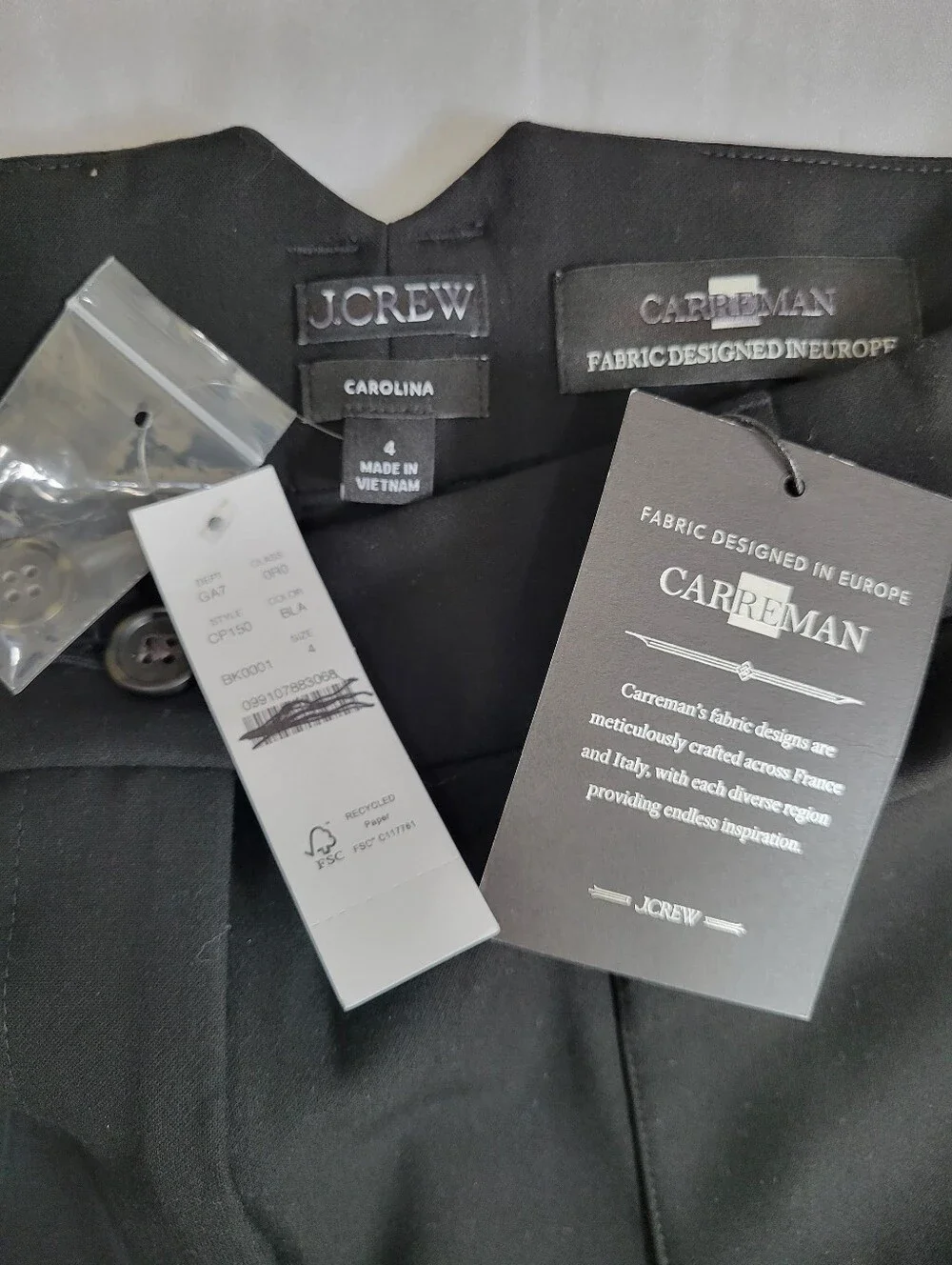 J Crew  Carolina pant in four-season stretch CP150 NWT Size 4 Black